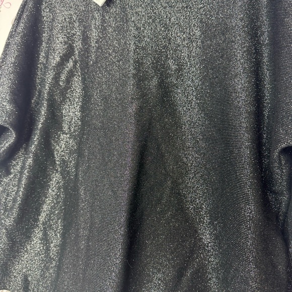 Sioni Milano top long sleeve collar sparkly black silver new with tags shimmer - Picture 5 of 8